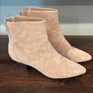 Clarks Light Tan Suede Ankle Booties